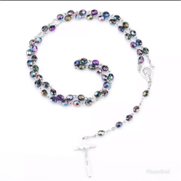 - Rosary Necklace Jesus Christ Cross Stateme… - Picture 3 of 5